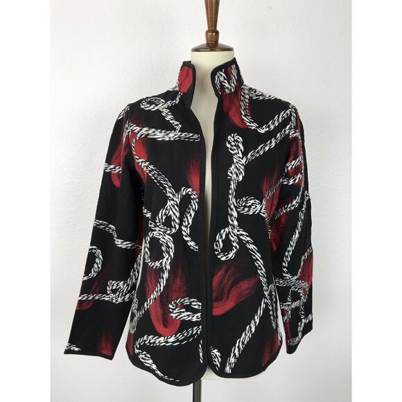Kaktus Single Breast Open Front Embroidered Print Jacket - Picture 1 of 12